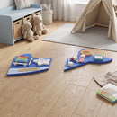 Pannello Sensoriale Montessoriano da Parete 120x55,5x4 cm per Bambini da 2 Anni in MDF e Legno Blu      