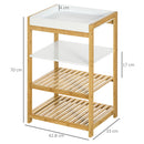 Mobiletto da Cucina 42,8x33x70 cm con Vassoio Removibile in Bambù Bianco e Legno