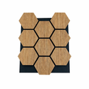 Set 12 Pannelli Decorativi 62x76 cm Motivo Esagonale in MDF e Feltro PET Rivestimento Murale Fonoassorbente Rovere     