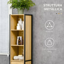Mobile da Bagno a 3 Livelli con Torre per Asciugamani 30x28x168 cm in Truciolato e Acciaio Nero