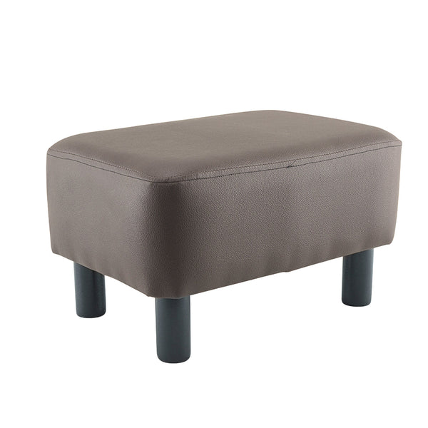 online Tabouret Pouf Rectangulaire en Simili Cuir Pieds en Bois Marron