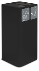 Pattumiera Per Raccolta Rifiuti 38x38xh80 cm In Acciaio Verniciato con Coperchio Basculante Nero