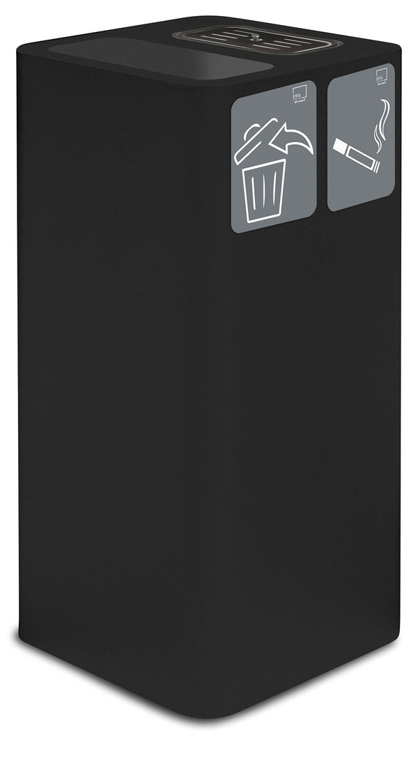 sconto Poubelle de collecte 38x38xh80 cm en acier peint avec couvercle basculant noir