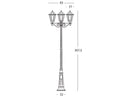 Lampada Palo Alto Tre Luci per Giardino Colore Nero per Esterno Linea Maxi Esagonale Livos