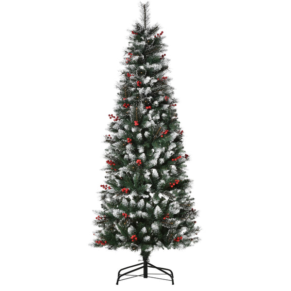 Sapin de Noël artificiel recouvert de neige 180 cm 539 branches avec baies vertes prezzo