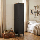 Armadio in Metallo 35x46x183 cm con Ripiani Regolabili Nero      