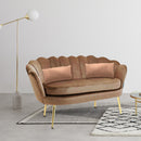 Divano salotto 122x73x78 cm 2 Posti in Velluto Seduta a Conchiglia Lola Marrone