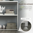 Tavolo Consolle da Ingresso con Ripiano Aperto 100x30x87 cm in Acciaio e Truciolato Bianco