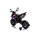 Moto Elettrica per Bambini Aprilia RX-125 Small 12V Cross Sedili In Pelle Luci Led Bluetooth Sospensioni a Molla Blu