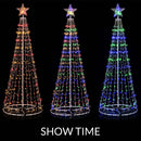 Albero di Natale Luminoso Ø80x220 cm 592 LED RGB con 8 Giochi di Luce da Esterno in Metallo Multicolore      