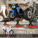 Cavalletto Alzamoto a Forbice Capacità 500kg Dimensioni Compatte con Altezza Regolabile in Acciaio Rosso   