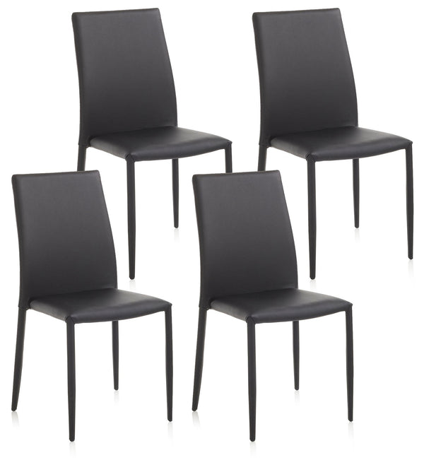 acquista Lot de 4 Chaises 43,5x46,5x90,5 cm en Simili Cuir Noir