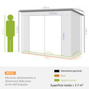 Capanno Porta Attrezzi 249x121x183 cm con 2 Prese d'Aria e Chiavistello in Acciaio Grigio Chiaro      