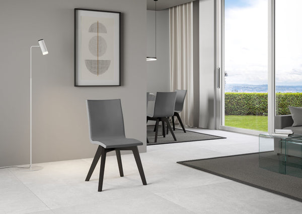 Chaise Trudy 52x52x87 cm Pieds anthracite simili cuir Gris online