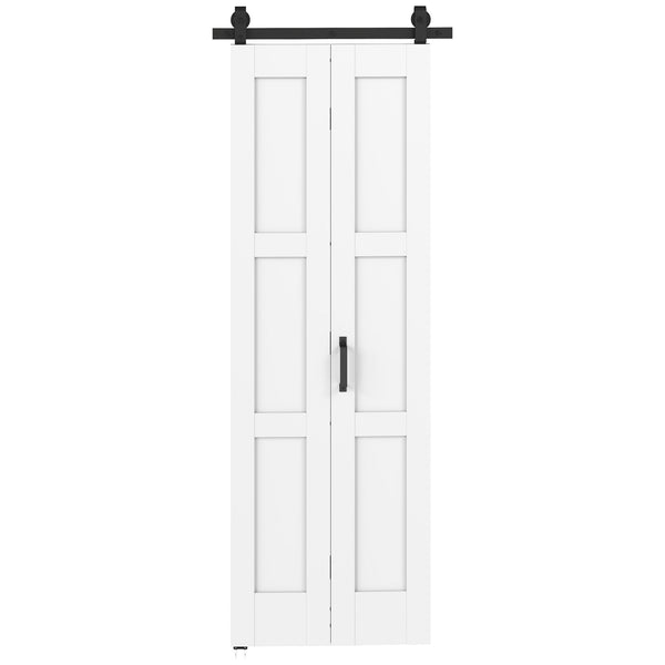 Porta Scorrevole a Soffietto 71,2x3,5x213,4 cm Stile Rustico Kit Montaggio con Maniglia in MDF Bianco Effetto Legno online