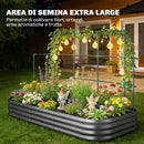 Orto Rialzato con Traliccio per Rampicanti 220x110x150 cm Fondo Aperto in Metallo Grigio Scuro      