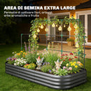 Orto Rialzato con Traliccio per Rampicanti 220x110x150 cm Fondo Aperto in Metallo Grigio Scuro      