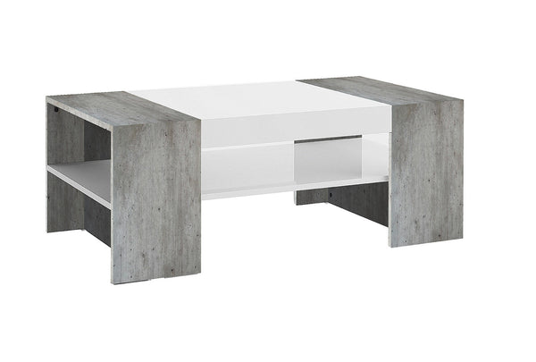 Tavolino da Caffè 110x60x40 cm Cherry Bianco Lucido e Cemento acquista