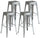 Lot de 4 Tabourets Empilables 44x44x77 cm en Tôle Galvanisée Argent