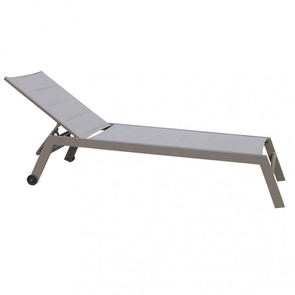 acquista Bain de soleil de jardin empilable Formentera 198x61x34/95 h cm en aluminium taupe