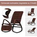 Sedia a Dondolo da Giardino Reclinabile e Pieghevole in Rattan  Marrone