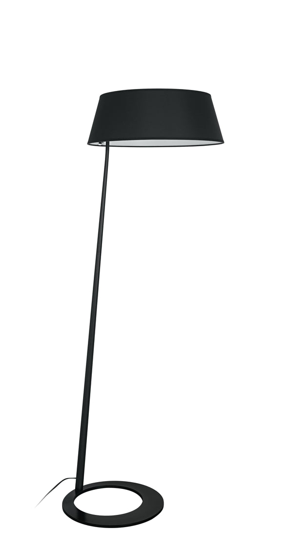 Lampadaire noir socle métal anneau abat-jour tissu lampadaire moderne E27 online