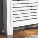 Copritermosifone a Doghe 152x19x81 cm con Ripiano Portaoggetti in MDF Bianco  