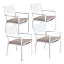 Set di 4 Sedie da esterno 55x56.5x86.5h cm in alluminio bianco