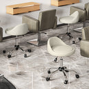 Sgabello con Ruote Ø50x63-83 cm con Seduta Girevole e Altezza Regolabile in Finta Pelle PU Bianco      
