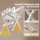 Set 4 Sedie Pieghevoli 45x49x79,5 cm con Fori di Drenaggio in Plastica e Metallo Bianco      