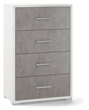 Cassettiera con 4 Cassetti 71x110x41 cm Ossido Bianco/Cemento