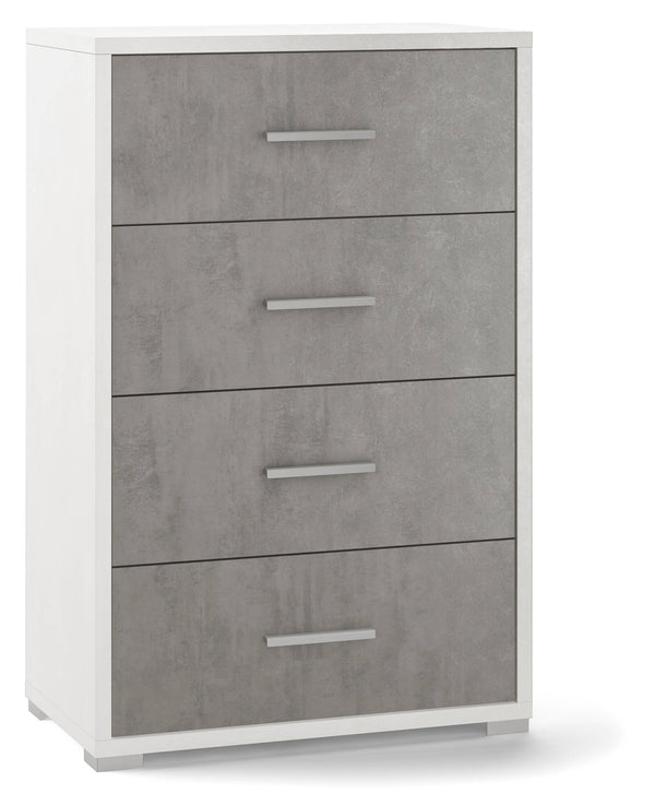 prezzo Commode 4 Tiroirs 71x110x41 cm Oxyde Blanc/Ciment