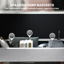 Panca Contenitore Fondo Letto con Braccioli 132x42x50 cm Vano da 53,8L in Tessuto Grigio  