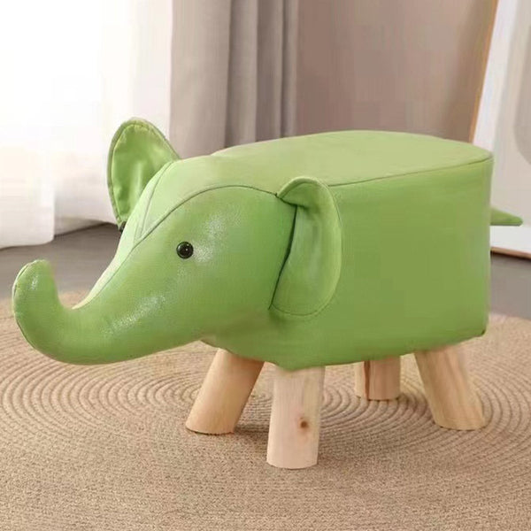 Sgabello Poggiapiedi Basso per Bambini a Forma di Elefante Pouf Verde sconto