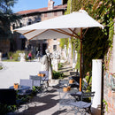 Mezzo Ombrellone da Giardino 2x4m Palo in Legno Ecrù