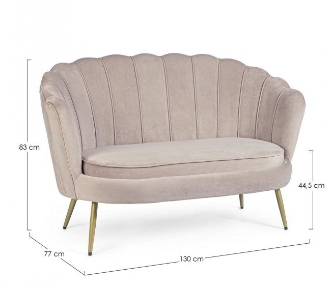 Divano 2 Ripiani Giliola in Tessuto effetto Velluto Grigio Chiaro