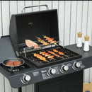 Barbecue a Gas GPL  3 Fuochi 2,8kW con Fornello Laterale Nero