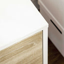 Mobile TV Fino a 55" 110x40x50 cm con Cassetti Ripiani Aperti e Armadietti in Truciolato Bianco e Colore Legno