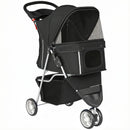 Passeggino per Cani Pieghevole 77x44x102 cm con Portabicchieri e Cestello in Acciaio e Tessuto Oxford Nero      