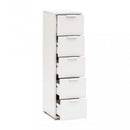 Cassettiera 5 Cassetti Bianca 27x38x103 h cm in Truciolare bilaminato Bianco