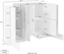 Credenza con 6 Ante 130x45x100 cm Pillon High 2A 4A Bianco Lucido/Report Grigio  