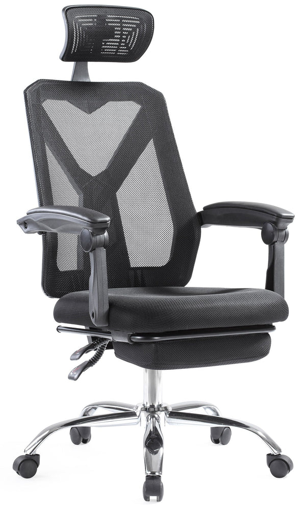 Chaise de bureau présidentielle avec dossier inclinable en tissu noir online