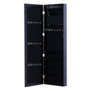 Armadio Portagioielli da Parete con Specchio in Legno MDF Nero 37x9.5x121 cm 