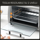 Fornetto Elettrico 750W 10 Litri con Griglia e Teglia Argento e Nero