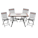 Set Tavolo con Mosaico + 4 Sedie Pieghevoli Salotto Lipari