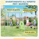 Gioco per Bambini 3 in 1 238x180x182 cm con 2 Altalene Canestro e Porta da Calcio Verde e Grigio   