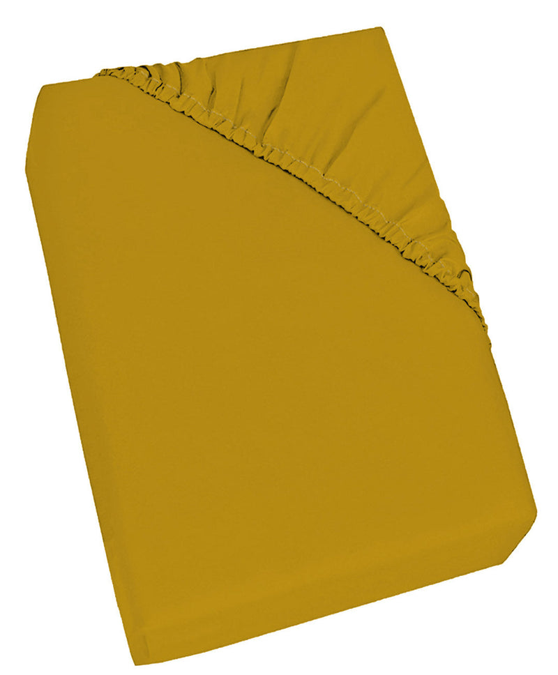 Lenzuolo Sotto con Angoli ed Elastico Tinta Unita Senape