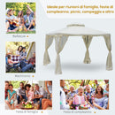 Gazebo da Giardino 2.95x2.95m in Metallo Doppio Tetto Zanzariera e Laterali Beige 