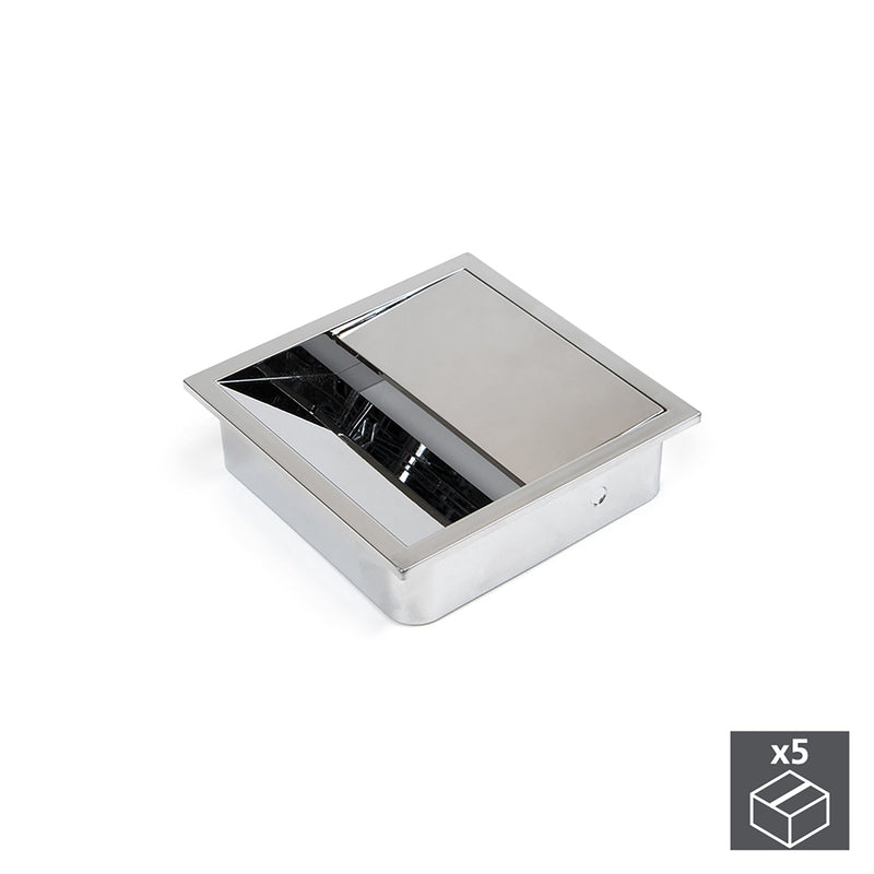 Passacavi da Tavolo Quadrato 85 x 85 mm da Incasso Plastica Cromato 5 Pezzi Emuca