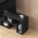 Mobile TV Modulabile 75" Max 134-180x30,5x44 cm con 2 Ripiani a L e Mensola Rettangolare in Legno Nero   